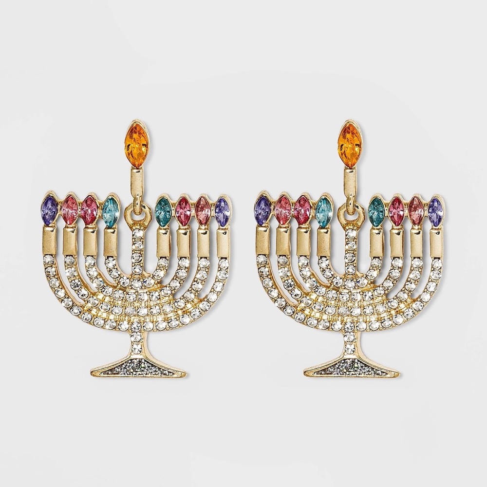 Sugarfix x Baublebar • Menorah Drop Crystal Post Earrings - Picture 1 of 1